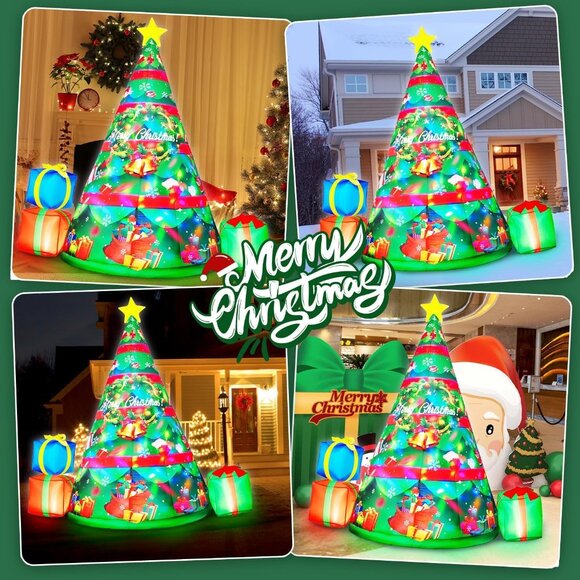 🆕 7 FT Christmas Inflatable Santa Claus Outdoor Gift Bag Blow up LED Decoration - Picture 4 of 7